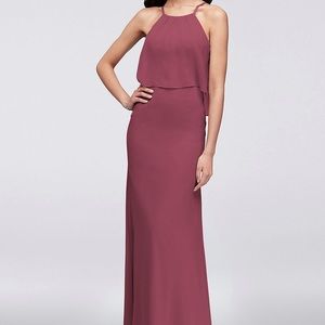 Davids Bridal Flounced Chiffon Sheath Dress